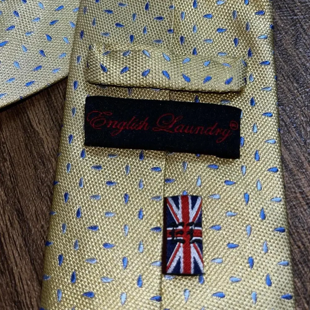 English Laundry Mens Necktie Christopher Wicks Geometric‎ Silk Classic Yellow
